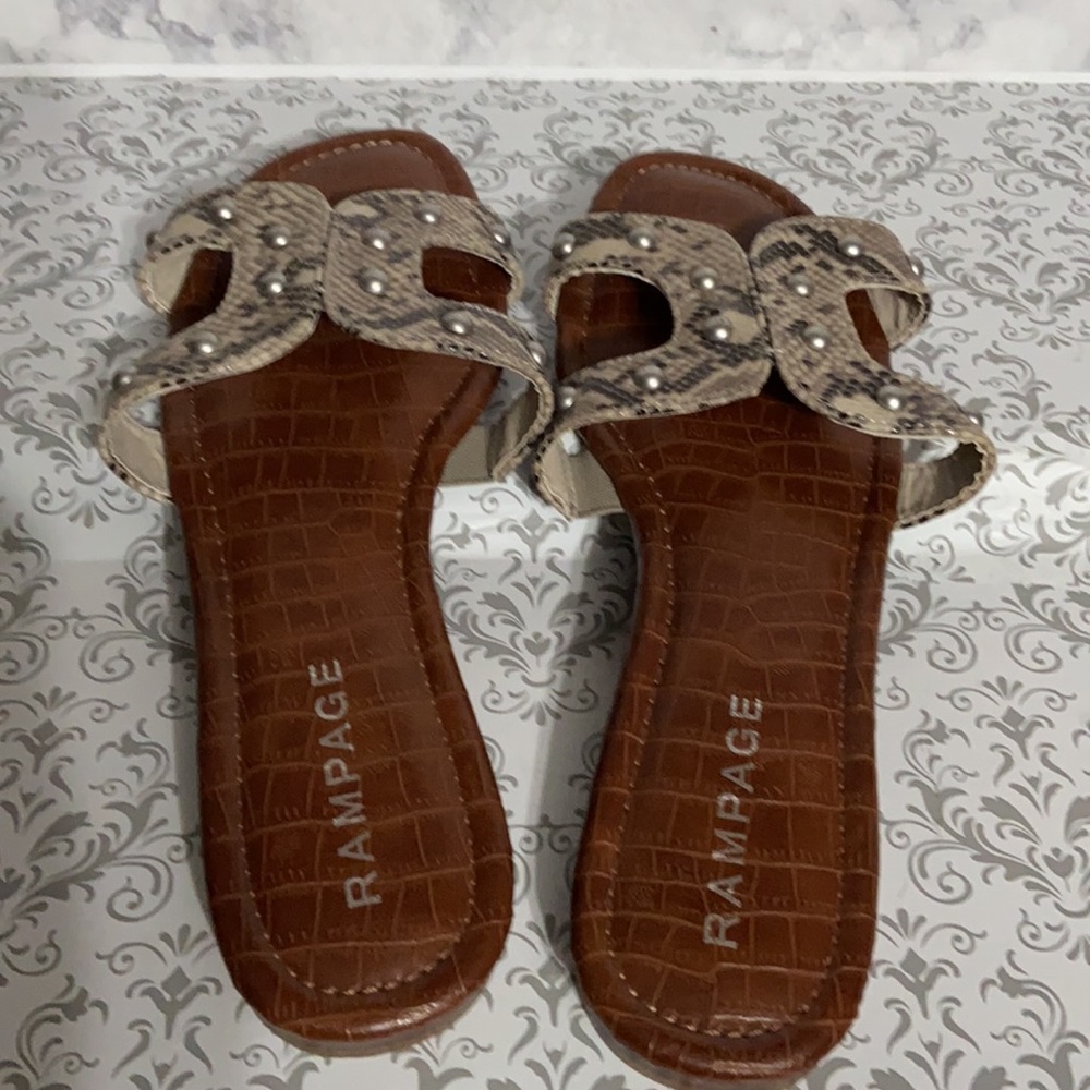 Rampage studded ,snake print flat saldals, size 10 - Picture 4 of 5